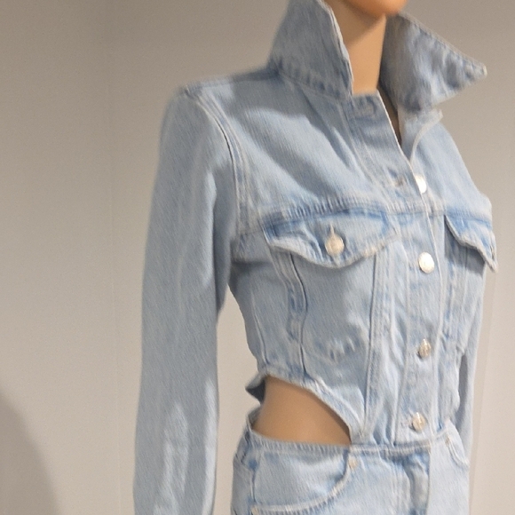 Zara Denim Cutout Jumpsuit - Picture 6 of 14